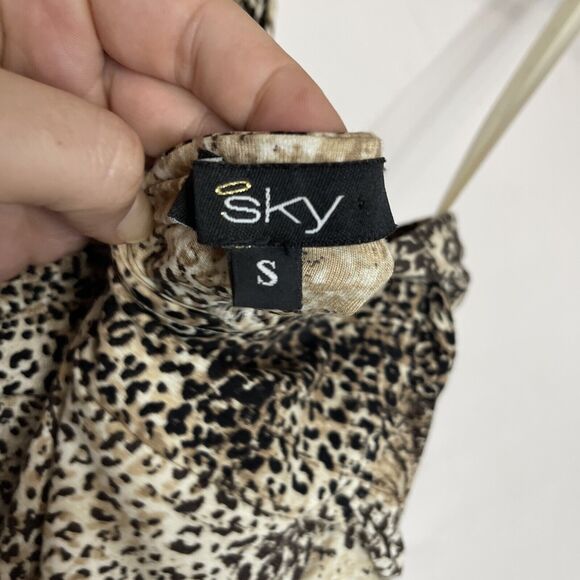 SKY BoHo CHIC Leopard Print Beaded Accent Key Home Halter Tank Top Y2K Small - Picture 7 of 9